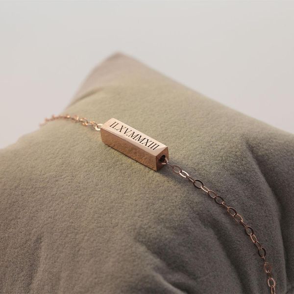 

clips custom personalized number name bar anklet bracelet engraved 3d bar anklet custom anklet rotatable 3d charm 925 silver jewelry, Black