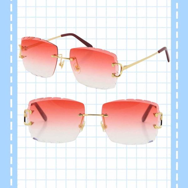 

selling wholesale women or man c decoration wire frame sunglasses rimless carved lens men glasses outdoors mirrored summer outdoor traveling, White;black