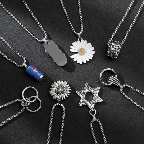 

titanium steel chain hip hop necklace men's and women's long fashion cool necklace fashion accessories fashion pendant simple ins, Silver