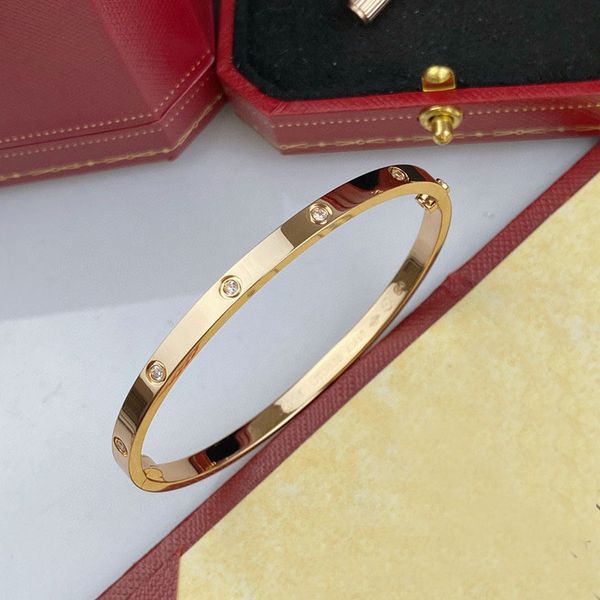 

designer bracelet bangle for women titanium steel plated gold sier inlaid 10 diamond bracelets with screwdriver 4mm wide size 16-19 womens bangles jewelry
