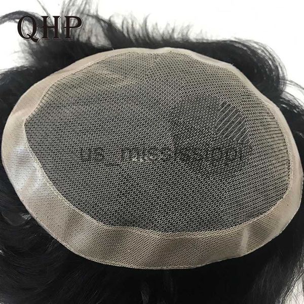 

synthetic wigs men toupee 100 real human hair lace and pu wig for men australia capillary prosthesis 6inch indian hair replacement system x0, Black