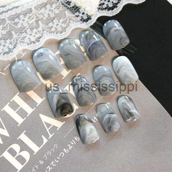 

false nails 24pcsset grey marble design lady nails acrylic full false nail tips nail art fake nails tools duo side sticker z141 x0826, Red;gold