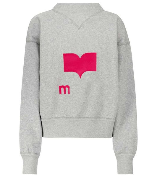 

sweatshirt isabel marant women desginer sweatshirt fashion sweater new letter flocking printed sweater rose purple fleece triangle neck long, White