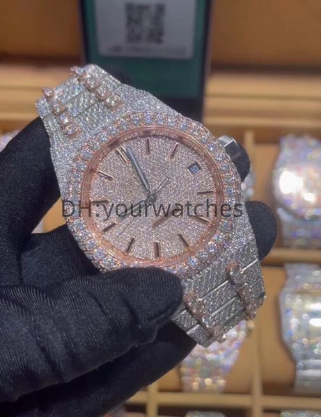 

luxury mens watch movement watches for men iced out watch moissanite watch wristwatch mechanical automatic designer watches diamond watch mo, Slivery;brown