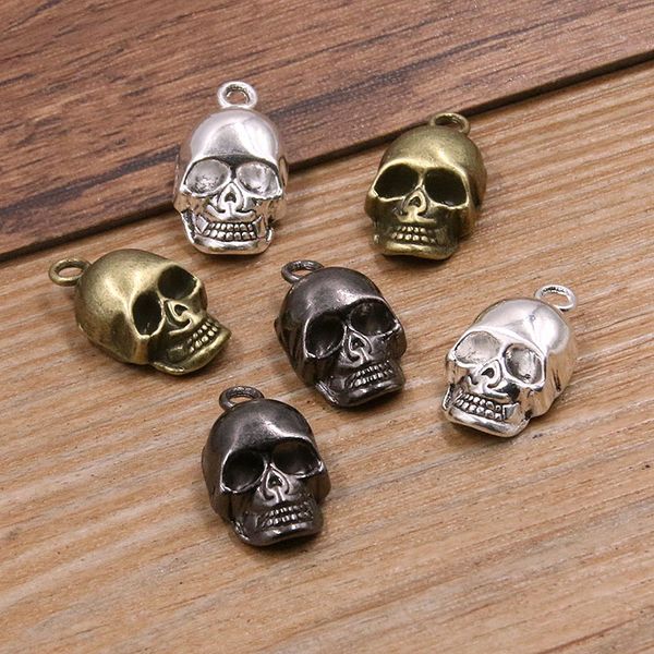 

charms 10pcs 11*20mm 3 color skull ghost head charms halloween pendants handmade decoration vintage for diy jewelry making findings 230826, Bronze;silver