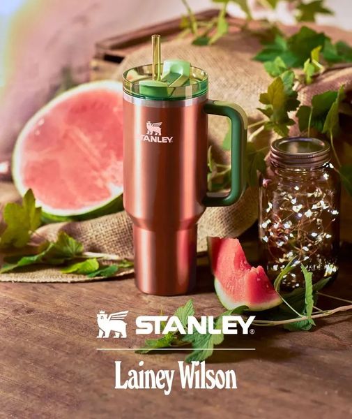 

stanley watermelon quencher tumblers 1:1 h2.0 40oz stainless steel cups with silicone handle lid and straw 2nd generation car mugs keep drin