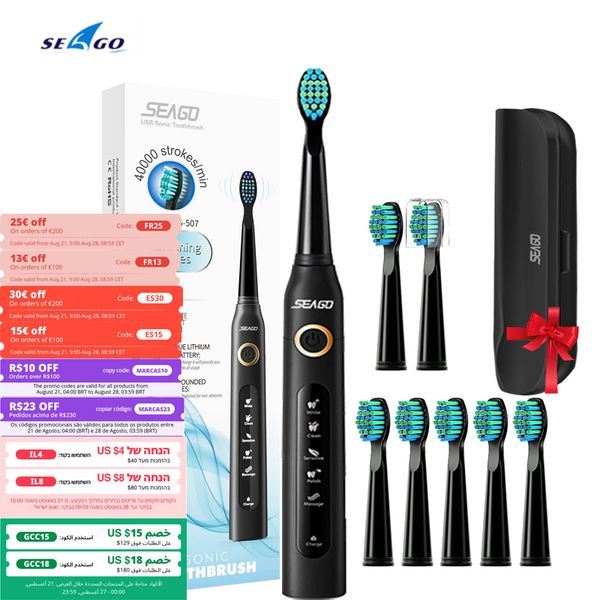 

other oral hygiene seago sonic electric toothbrush sg 507 for timer brush 5 modes micro usb rechargeable tooth replacement heads set 230825