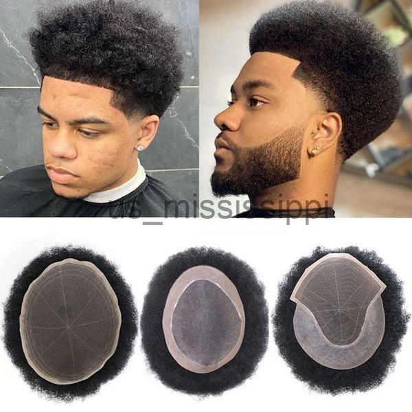 

synthetic wigs afro kinky curly 8x10 full lace men toupee breathable lace and pu men's wig 100 human hair toupee men systems unit wig f, Black