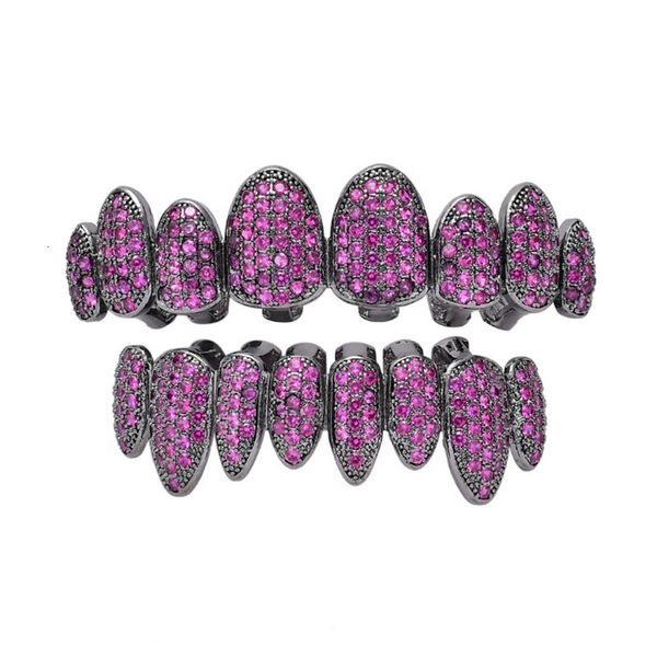 

dental grills hip hop cubic zircon teeth mouth punk tooth caps cosplay rapper jewelry 230825, Black