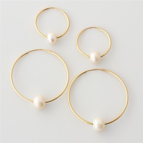 

huggie 14k gold filled hoop earrings natural pearl jewelry gold hoop earrings brincos pendientes oorbellen boho earrings gold jewelry, Golden;silver