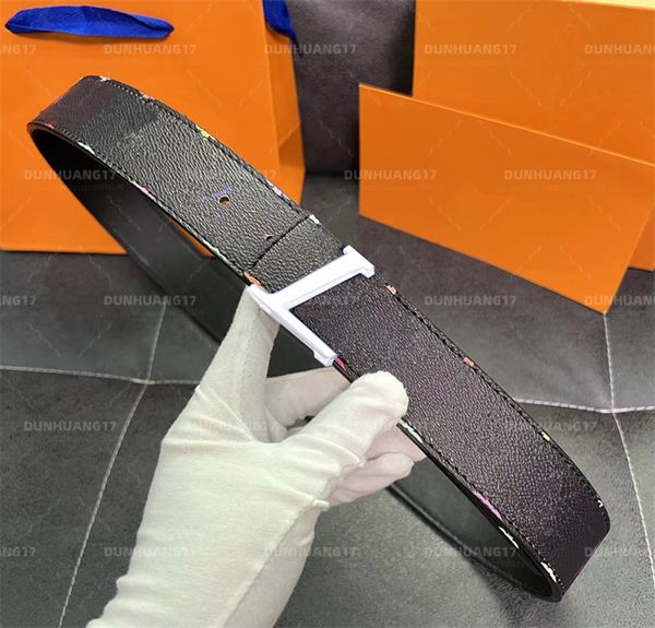 

men's belt designer signature black genuine leather colorful totem luxury belt classic blue signature letter buckle belt width 3.8cm wo, Black;brown