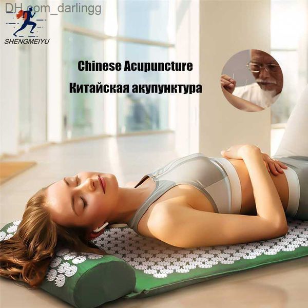 

yoga massage mat acupressure mat for back neck needle acupuncture pad pillow set kuznetsov applicator spike q230826