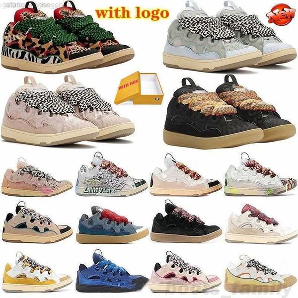 

2023 designer mesh shoes boot men women laceup extraordinary sneaker embossed leather curb sneakers calfskin rubber nappa platformsole adui#, Black