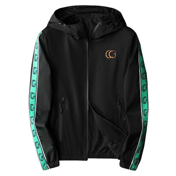 

autumn new youth print hooded jacket men's exquisite metal emblem versatile coat jackets for men, Black;brown