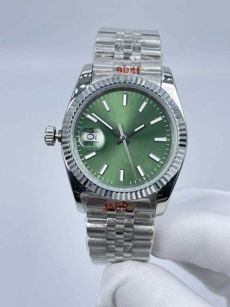 

fashion womens watches 36mm datejust diamond iced out automatic mechanical wristwatches green dial full stainless steel lady wristwatch man, Slivery;golden