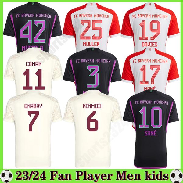 

23 24 player fan musiala soccer jerseys sane 2023 2024 football shirt goretzka gnabry bayerns munich camisa de futebol men kits kimmich fans, Black;yellow