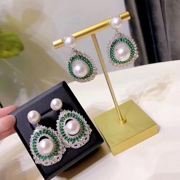 

knot mj pure 925 sterling silver 89mm fine jewelry fresh water white pearls dangle earrings for women fine pearl earrings