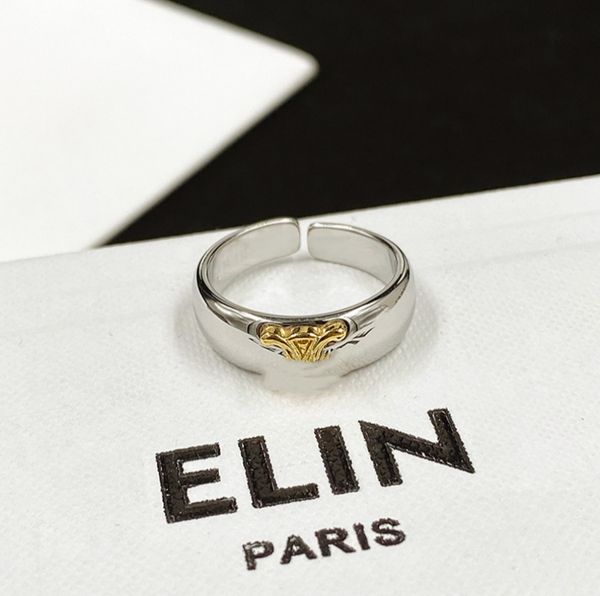 

italian designer arc de triomphe gold and silver double round open ring temperament simple niche design sense ring