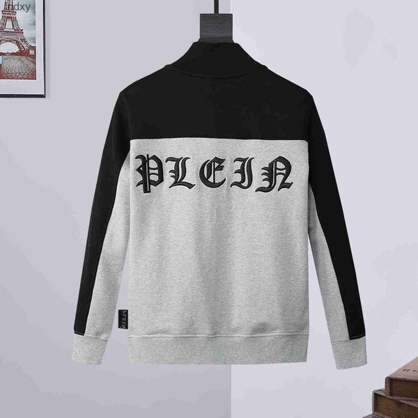 

plein bear brand warm thick sweatshirt hip-hop loose characteristic personality skull pullover rhinestone luxury men's hoodie 88811, Black