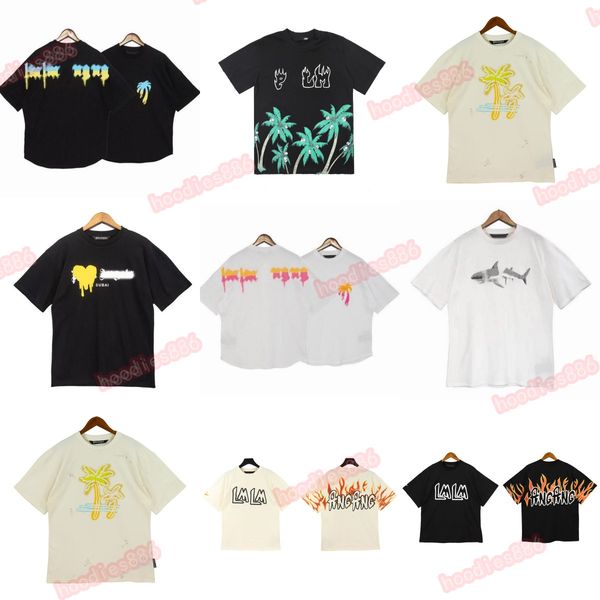 

summer designer luxury palmes angels angel t shirt mens women coconut tree couple short sleeve t shirt pattern inkjet graffiti letter printi, White;black