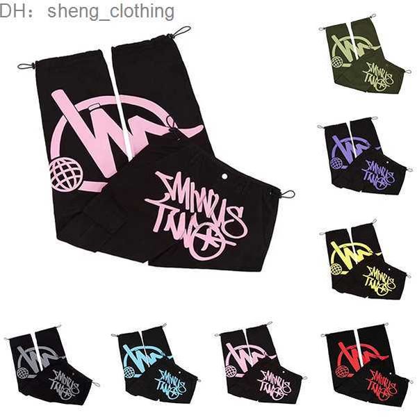 

men's pants minus two cargo harajuku casual loose punk rock straight wide leg trouser streetwear y2k pant retro street trend overalls s, Black