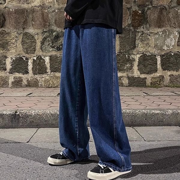 

men's jeans men wide leg cargo pants streetwear baggy korean fashion loose straight male clothing y2k hip hop style trousers l230825, Blue