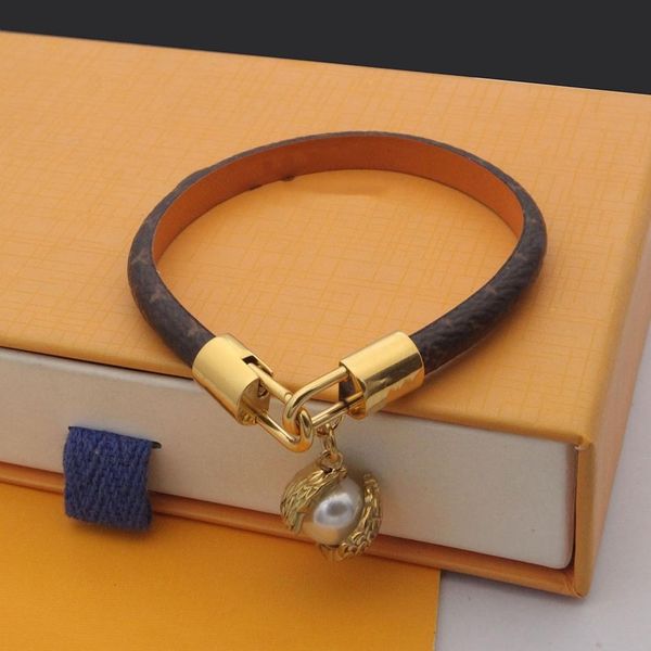

bracelet designer for women designer bracelet fashion bracelet 12mm wide fashion luxury noble temperament with pendant size 17 leather brace, Golden;silver