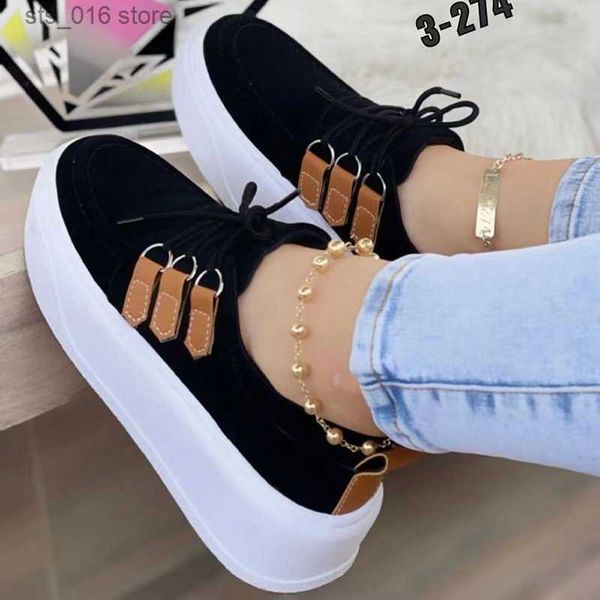 

dress shoes fashion high sneakers 2023 fall new luxury lace up canvas vulcanized shoes casual solid color tennis platform ladies loafers t23, Black