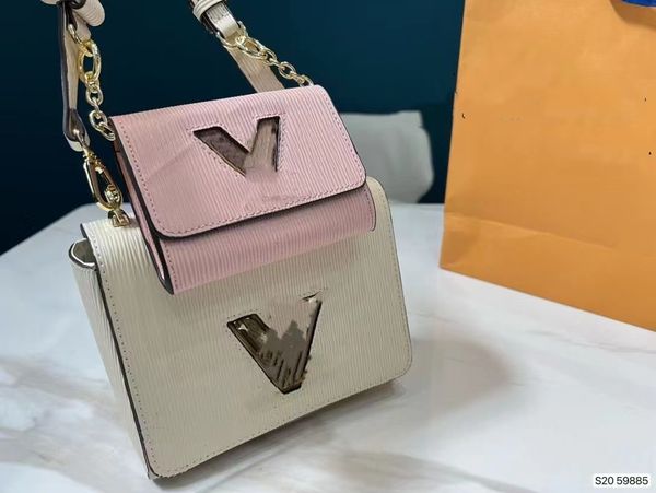 

new 2-in-1 twist denim handbag ripple twin bag classic flip shoulder crossbody bag designer mini wallet chain slung underarm bag 59885