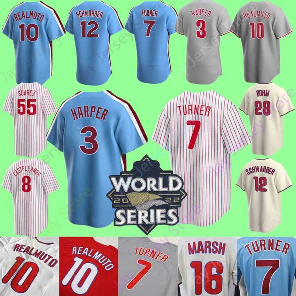 

ws baseball jersey harper trea turner mike schmidt ranger suarez j. t. realmuto alec bohm rhys hoskins nick castellanos marsh schwarber nola, Blue;black