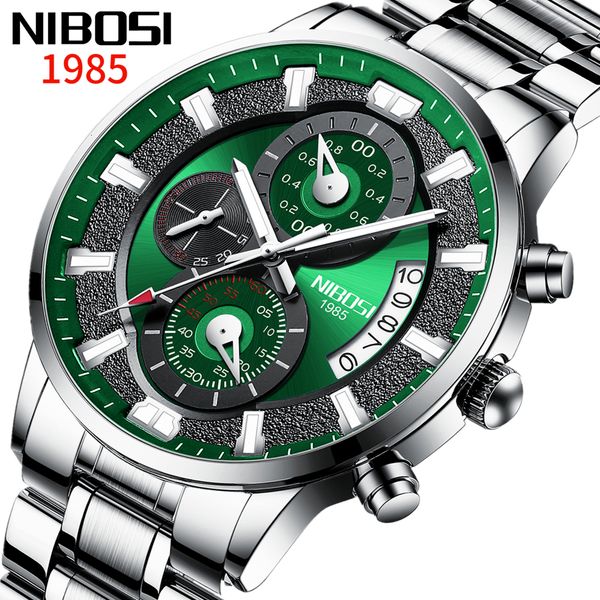 

wristwatches nibosi fashion mens watches stainless steel brand luxury sports chronograph quartz relogio masculino 230825, Slivery;brown