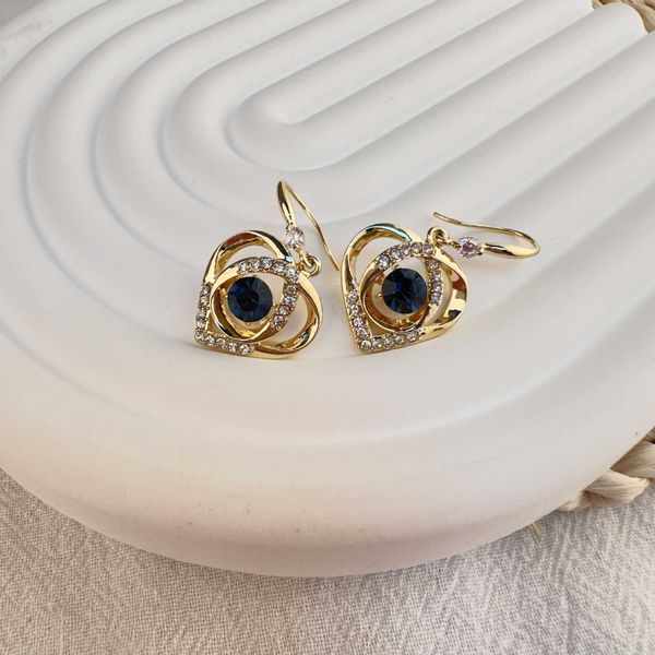 

interwoven love earrings women's trend korean temperament network red high grade light luxury rose gold double heart earrings, Golden