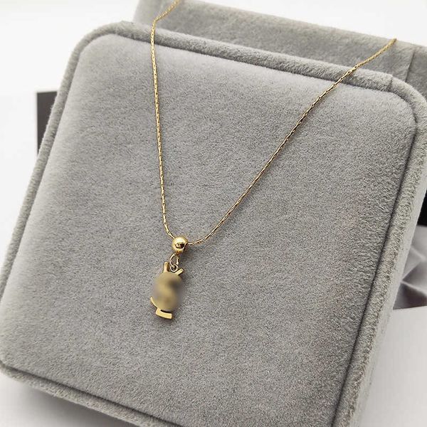 

designer necklace sl luxury jinhui network red same simple letter y titanium steel female commuter new fashion ol colorless collar fashion a, Silver