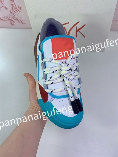 

2023 r sneaker running shoes calfskin leather whiteblue letter overlays platform low sneakers mens woman shoes size 35-46 fd230506, Black