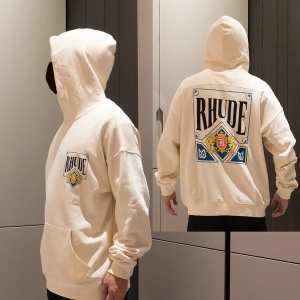 

rhude hoodie designer mens hoodie letter print loose long sleeve hoodies fashion sports hoodie for men women luxury brand sweatshirt us size, White;black