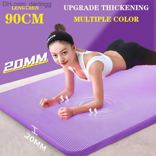 

90cm 20mm 5 colors thick nbr non-slip washable fitness yoga pilates mat high density tasteless exercise gymnastics pad gym home q230826
