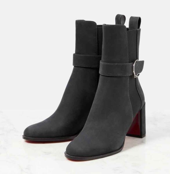 

winter boot buckle leather booties chelsea booty 70mm heeled black calf leathers rubber bottom shoes luxury designer pump lady high heel wit