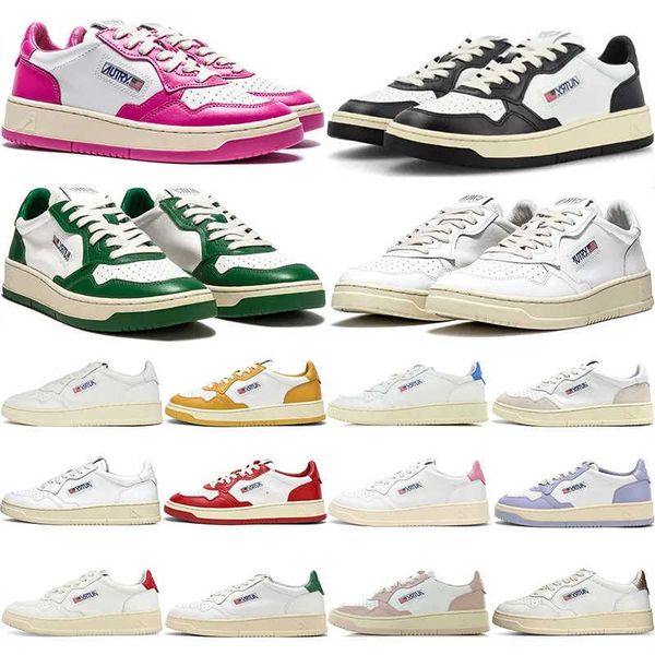 

autry sneakers designer running shoes men womens medalist low sneakers in white green leather panda white yellow bule pink mens trainers spo