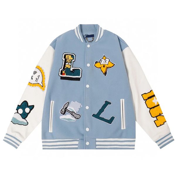 

mens jackets fashion varsity jacket animal letter towel embroidery crochet floral baseball jacket couples women coat outwear, Black;brown