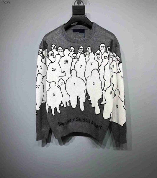 

new aop jacquard letter knitted sweater in autumn / winter 2022acquard knitting machine e custom jnlarged detail crew neck cotton rde3ws, Black;brown