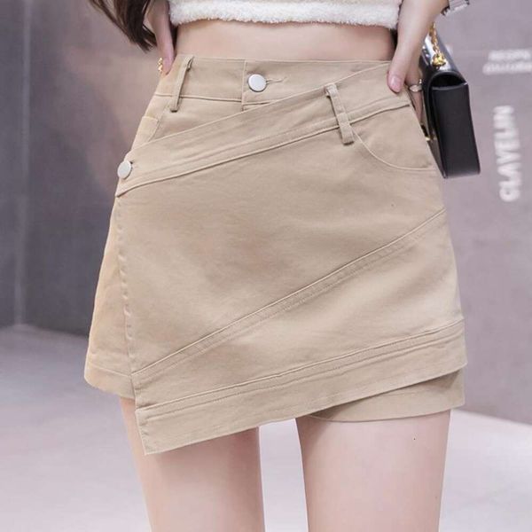 

item title skirts colors pure color denim shorts womens a line short skirt summer wide legged pants, Black