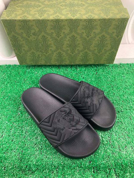 

designers sandals for men women fashion classic floral brocade slides flats leather rubber flip flops bottoms beach shoes loafers with 0825, Black