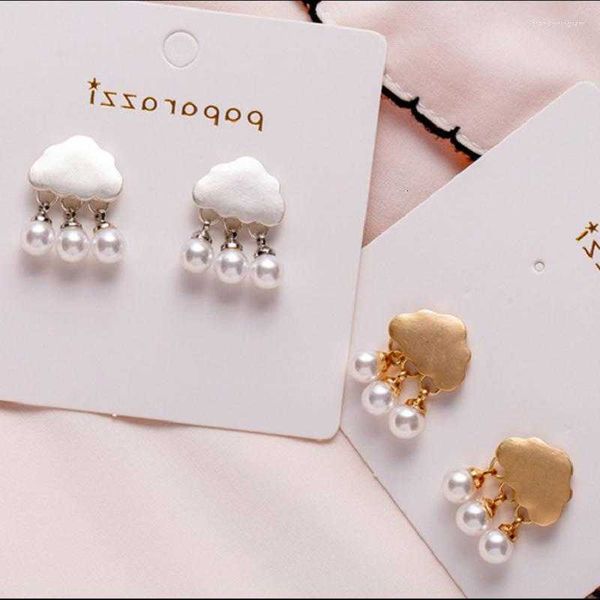 

stud earrings colorful l small cute 925 sterling silver cloud shape resin pearl tassel for woman temperament girl's fine jewelry, Golden;silver