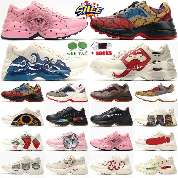 

r shoes rhyton sneaker plaid pattern platform classic suede leather sports skateboarding shoe men women sneakers running walking black white