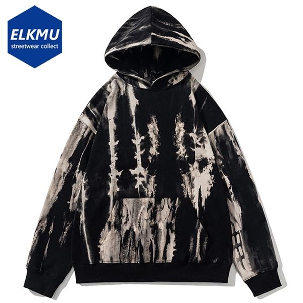 

men's hoodies sweatshirts vintage tie dye hoodie oversized harajuku streetwear hip hop pullover sweatshirt 2023 men retro loose casual, Black