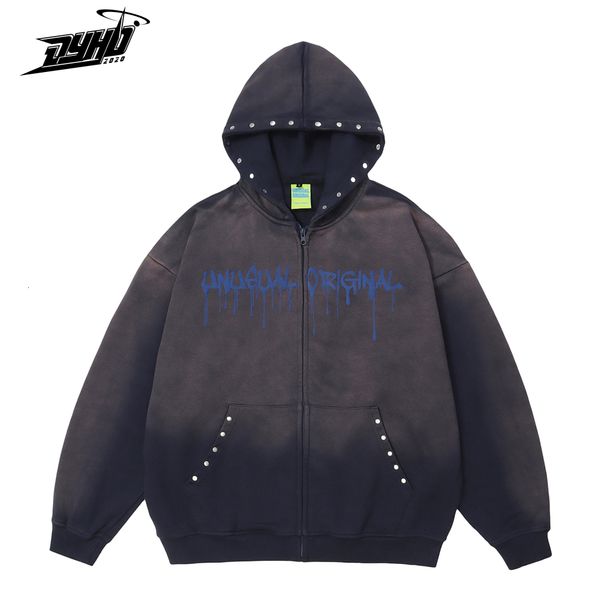 

men s jackets y2k streetwear cotton coats vintage letters print hooded zip up jacket hip hop autumn winter oversized outwear 230826, Black;brown