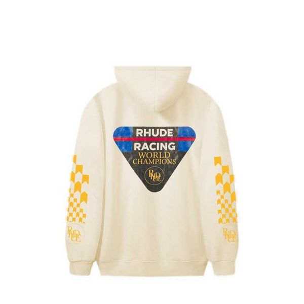 

meichao rhude letter printed plush hooded sweater for men's sports couples large casual cotton hoodie, Black