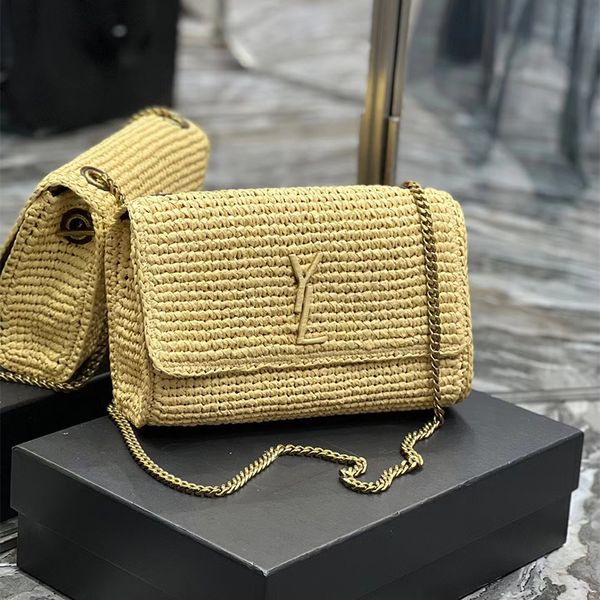 

yls designer bags lafite straw bag baguette bag luxury handbag shoulder bag chain crossbody lady small totes envelope bag grass weaving beac