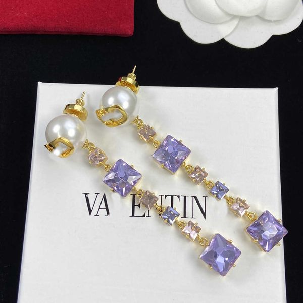 

designer earrings valentino luxury fashion personalized sweet crystal tassel small and luxury tino high edition earrings valentine's da, Golden