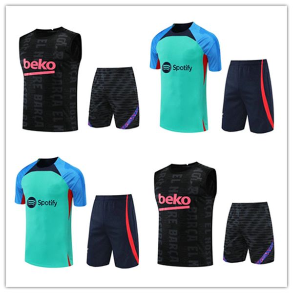 

2023 barcelona sportswear men's children's football training shirt mara pedri 23 24 new barcelona short sleeve sportswear set futb, Black